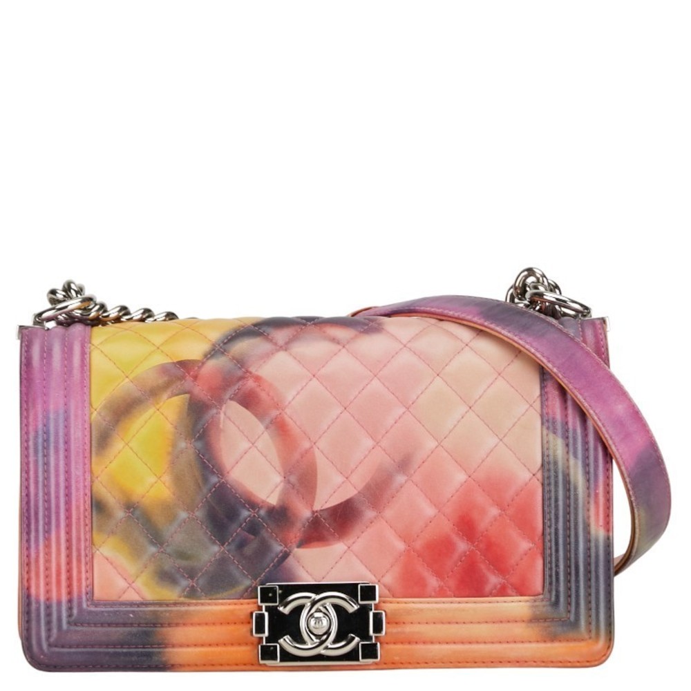 CHANEL Graffiti Boy CocoMark Chain Bag Multicolor Leather